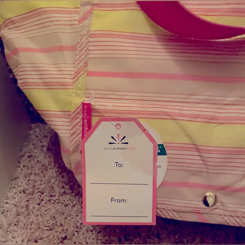 NEW~ISAAC MIZRAHI LIVE Insulated Market Tote Bag/Picnic MICROBAN Floral & Pink